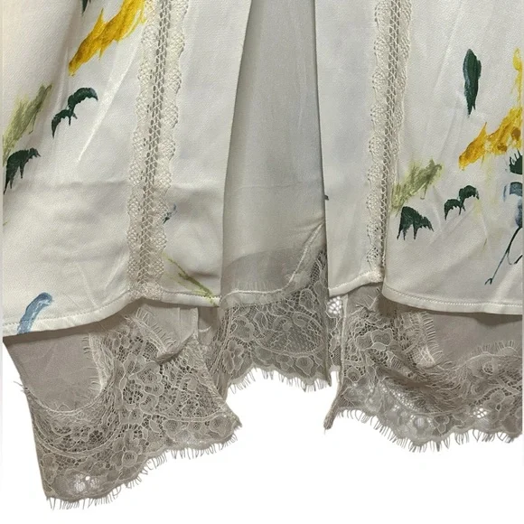 NWOT Anthropologie Floral Maxi Dress Button Front Slip Midi Dress with Lace Hem NWOT Anthropologie Floral Maxi Dress Button Front Slip Midi Dress with Lace Hem